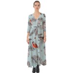 Christmas birds Button Up Boho Maxi Dress