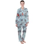 Christmas birds Satin Long Sleeve Pajamas Set