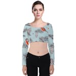 Christmas birds Velvet Long Sleeve Crop Top