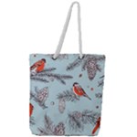 Christmas birds Full Print Rope Handle Tote (Large)