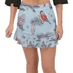 Christmas birds Fishtail Mini Chiffon Skirt