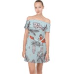 Christmas birds Off Shoulder Chiffon Dress