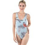 Christmas birds High Leg Strappy Swimsuit