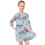 Christmas birds Kids  Quarter Sleeve Shirt Dress