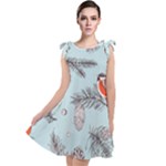 Christmas birds Tie Up Tunic Dress