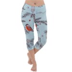 Christmas birds Lightweight Velour Capri Yoga Leggings