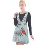 Christmas birds Plunge Pinafore Velour Dress