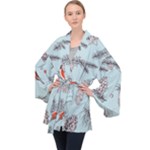 Christmas birds Long Sleeve Velvet Kimono 