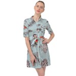 Christmas birds Belted Shirt Dress