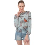 Christmas birds Banded Bottom Chiffon Top