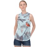 Christmas birds High Neck Satin Top