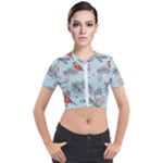 Christmas birds Short Sleeve Cropped Jacket