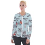 Christmas birds Velvet Zip Up Jacket