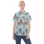 Christmas birds Women s Short Sleeve Pocket Shirt