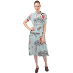 Christmas birds Keyhole Neckline Chiffon Dress