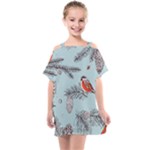 Christmas birds Kids  One Piece Chiffon Dress