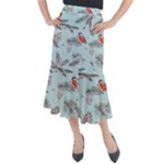 Christmas birds Midi Mermaid Skirt