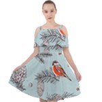 Christmas birds Cut Out Shoulders Chiffon Dress