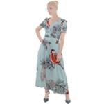 Christmas birds Button Up Short Sleeve Maxi Dress