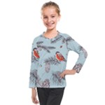 Christmas birds Kids  Long Mesh Tee