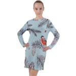 Christmas birds Long Sleeve Hoodie Dress