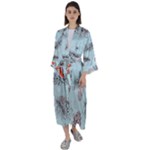 Christmas birds Maxi Satin Kimono