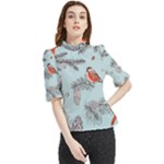 Christmas birds Frill Neck Blouse