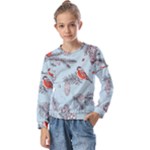 Christmas birds Kids  Long Sleeve Tee with Frill 