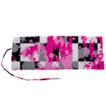 Pink Star Splatter Roll Up Canvas Pencil Holder (S)