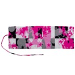 Pink Star Splatter Roll Up Canvas Pencil Holder (M)