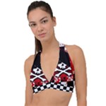 Emo Skull Halter Plunge Bikini Top