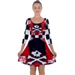 Emo Skull Quarter Sleeve Skater Dress