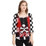 Emo Skull Chiffon Quarter Sleeve Blouse