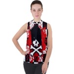 Emo Skull Mock Neck Chiffon Sleeveless Top