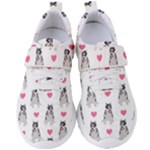 Little Husky With Hearts Women s Velcro Strap Shoes
