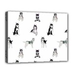 Husky Dogs Canvas 14  x 11  (Stretched)