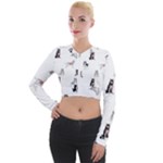 Husky Dogs With Sparkles Long Sleeve Cropped Velvet Jacket