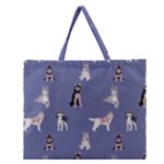 Husky Dogs With Sparkles Zipper Large Tote Bag