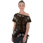 Folk flowers print Floral pattern Ethnic art Off Shoulder Tie-Up Tee