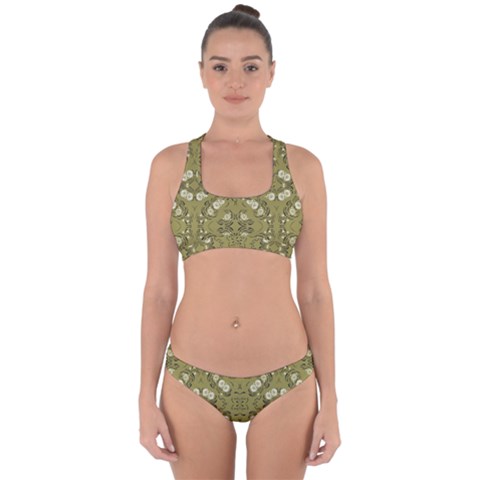 Folk flowers print Floral pattern Ethnic art Cross Back Hipster Bikini Set from ArtsNow.com