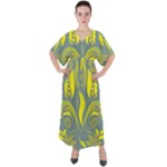 Folk flowers print Floral pattern Ethnic art V-Neck Boho Style Maxi Dress