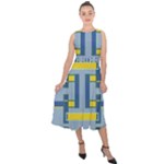 Abstract pattern geometric backgrounds   Midi Tie-Back Chiffon Dress