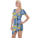 Abstract pattern geometric backgrounds   Short Sleeve Asymmetric Mini Dress