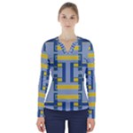 Abstract pattern geometric backgrounds   V-Neck Long Sleeve Top