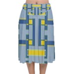 Abstract pattern geometric backgrounds   Velvet Flared Midi Skirt