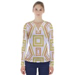 Abstract pattern geometric backgrounds   V-Neck Long Sleeve Top