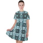 Abstract geometric design   geometric fantasy   Short Sleeve Shoulder Cut Out Dress 