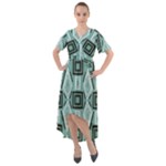 Abstract geometric design   geometric fantasy   Front Wrap High Low Dress
