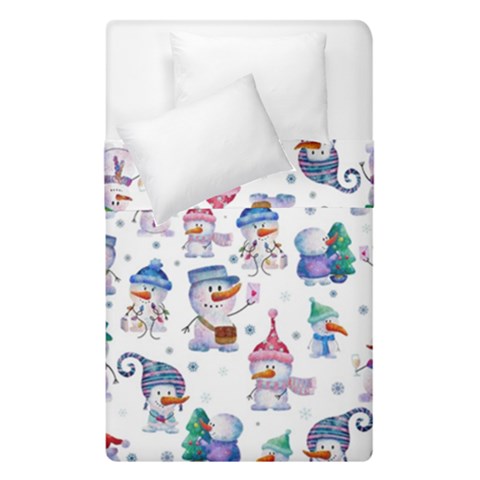 Cute Snowmen Celebrate New Year Duvet Cover Double Side (Single Size) from ArtsNow.com