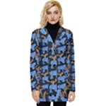 Blue Tigers Button Up Hooded Coat 
